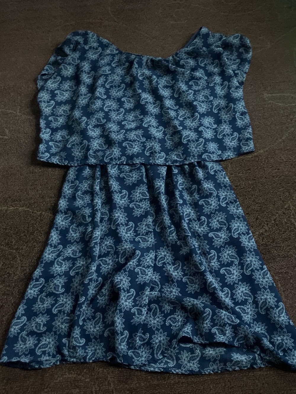 Charlotte Russe Navy Blue Floral Off-the-Shoulder Dress